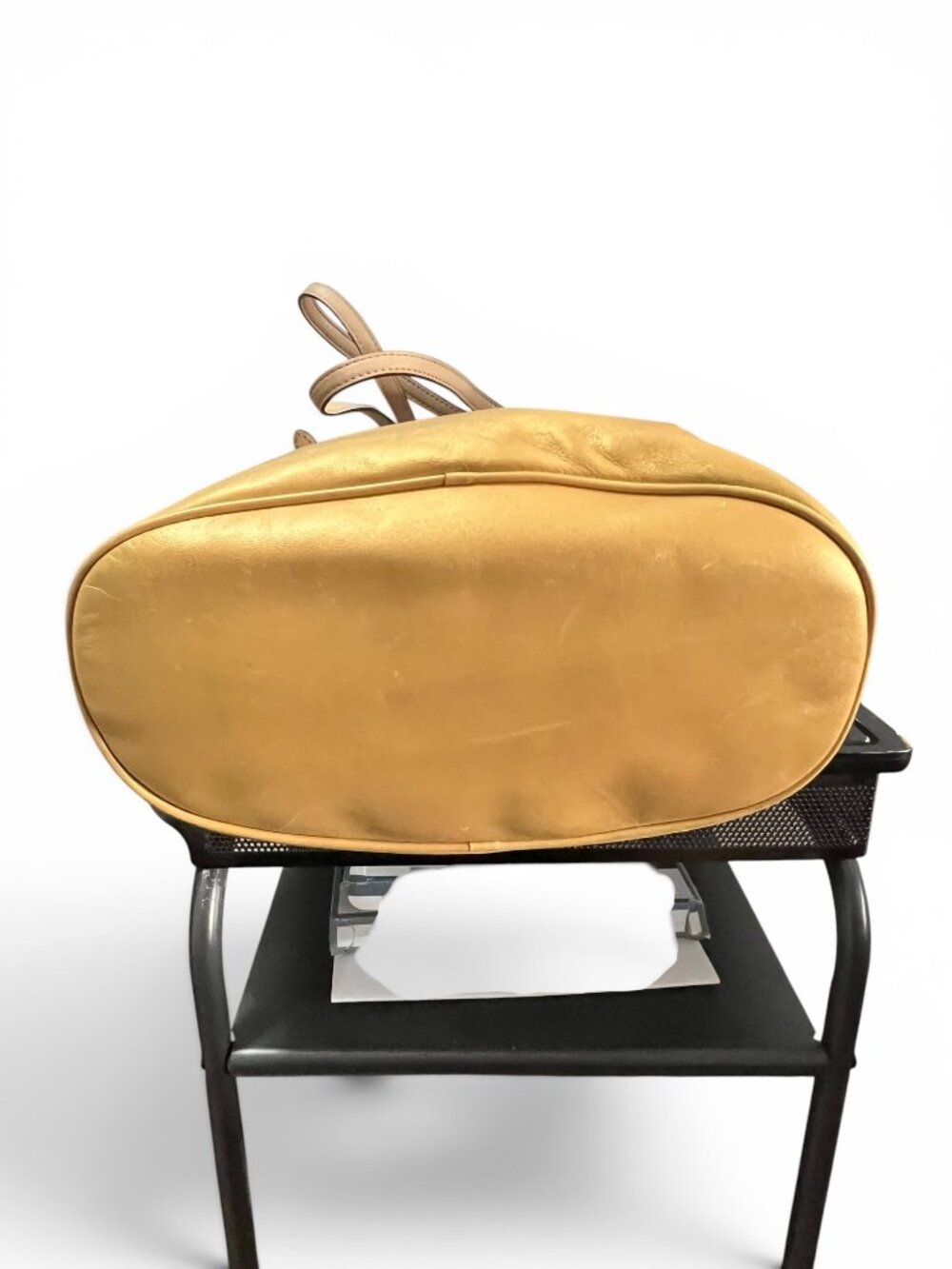 Michael Kors Metallic Gold Tote Shoulder Bag With Adjustable Straps & MK Charm - Picture 8 of 8